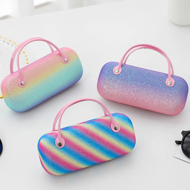 Estuche colorido para gafas de sol con láser arcoíris: una solución de almacenamiento de gafas creativa y portátil para bolsos y bolsillos para niños