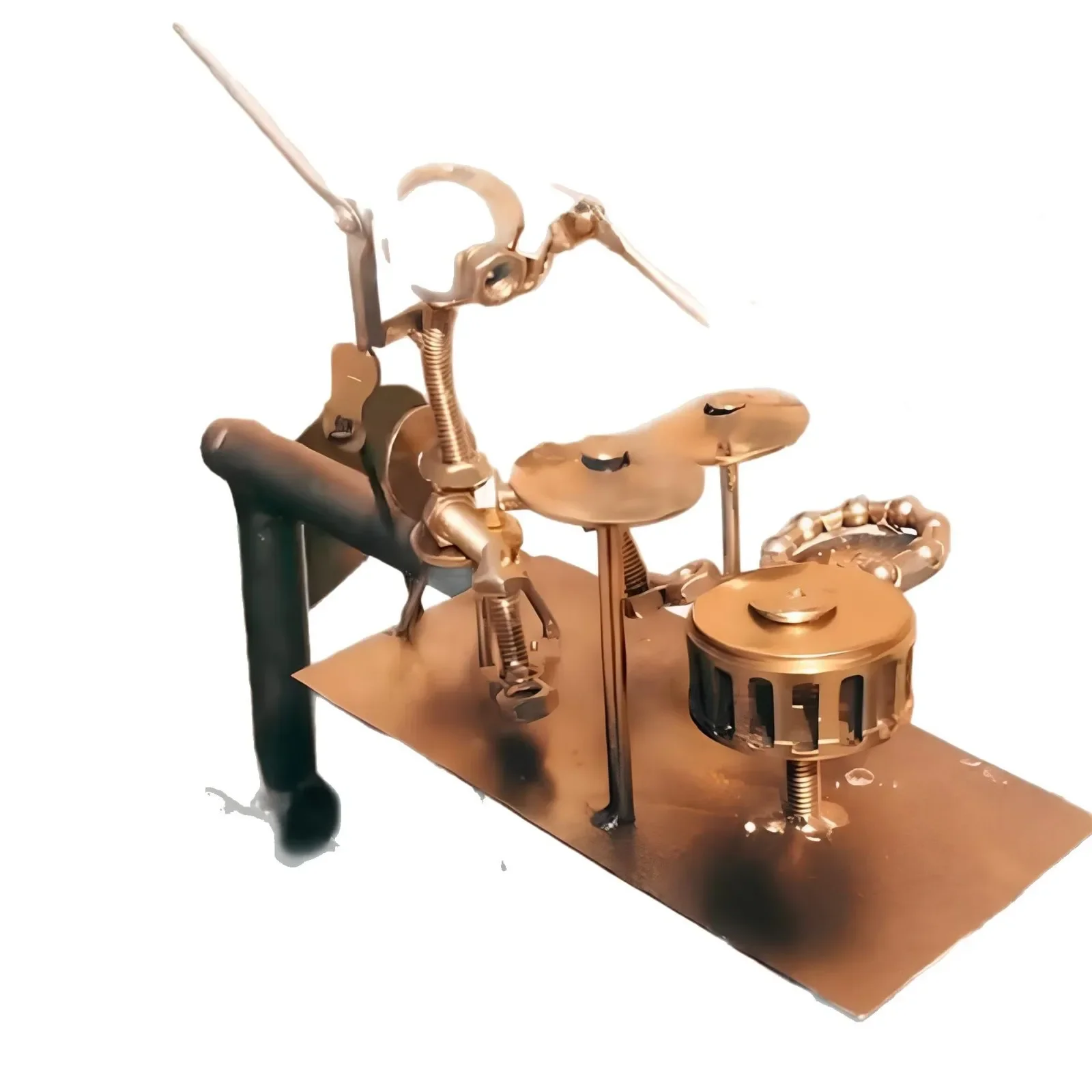 Handmade Metal Drummer Windmill Rock Art Sculptures Wind-Powered Kinetic Wind Spinners for Garden Yard Lawn Patio Decor Gift