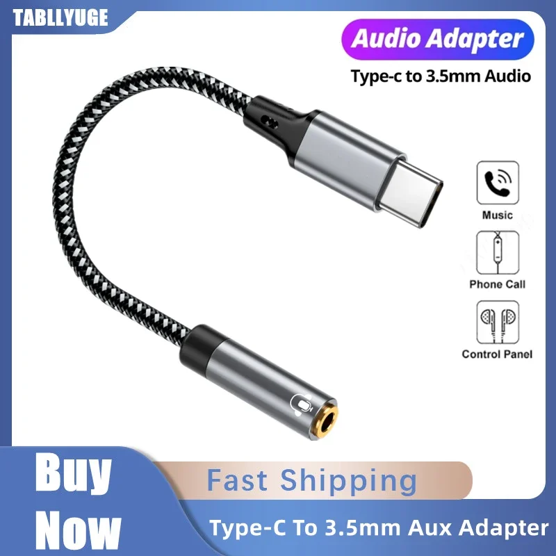 

USB C Type C To 3.5mm Aux Adapter Type-c 3 5 Jack Audio Cable Earphone Cable Converter for iPhone 15 Pro Samsung Galaxy S24 S23
