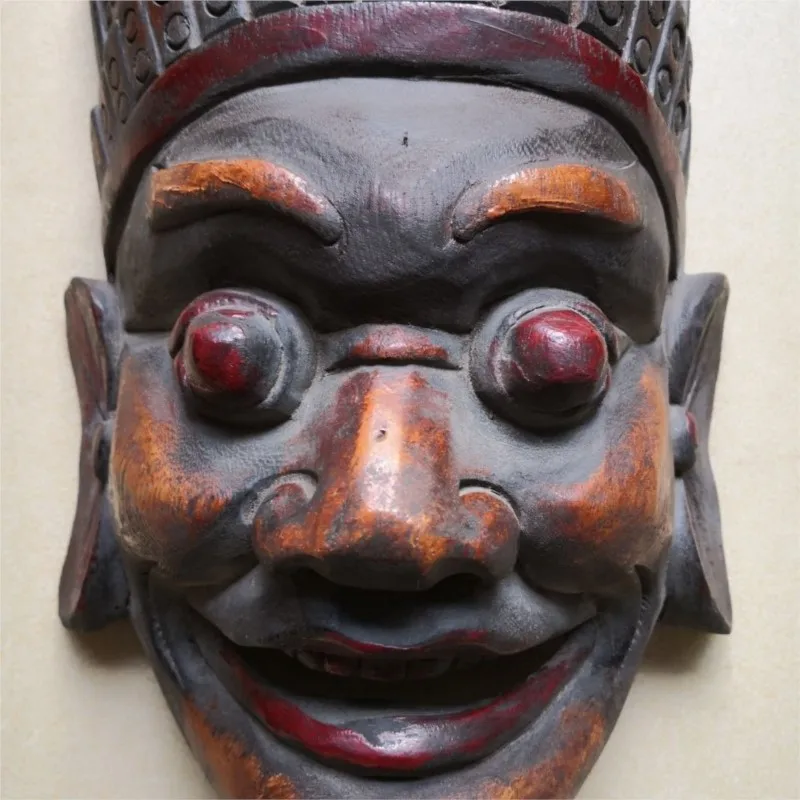 Traditional Folk Home Decor Crafts Wooden Carving Mask Decoration Stage Props Carving Face Mask Nuo Gong Nuo Opera Mask ZD861