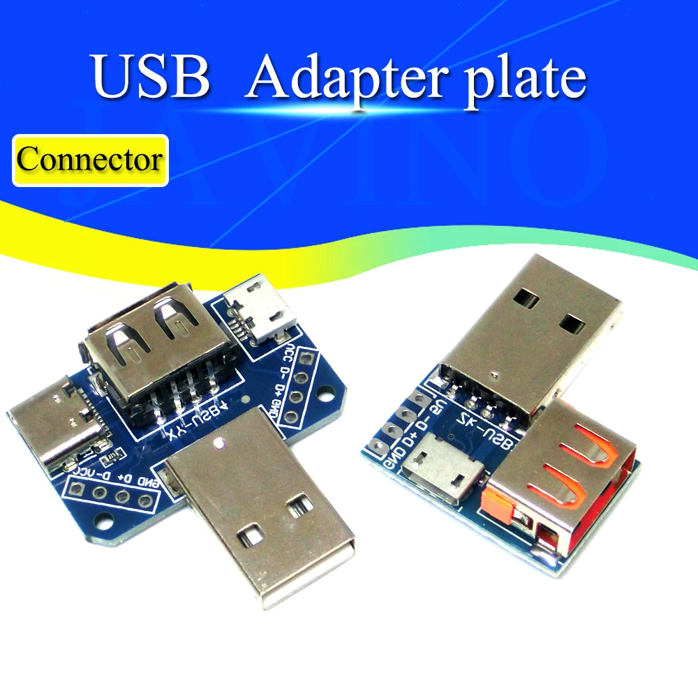 USB Head Switchboard Male USB Connector to Type-c Micro USB Female USB 2.54-4P transfer test board USB adapter plate XY-USB4