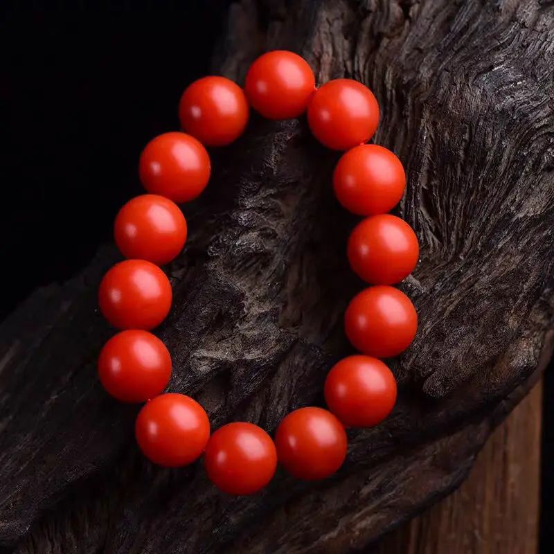 Baoshan Nanhong Origin Yunnan Yanzhi  Agate Bracelet Persimmon Red Natural  Flesh Full Color