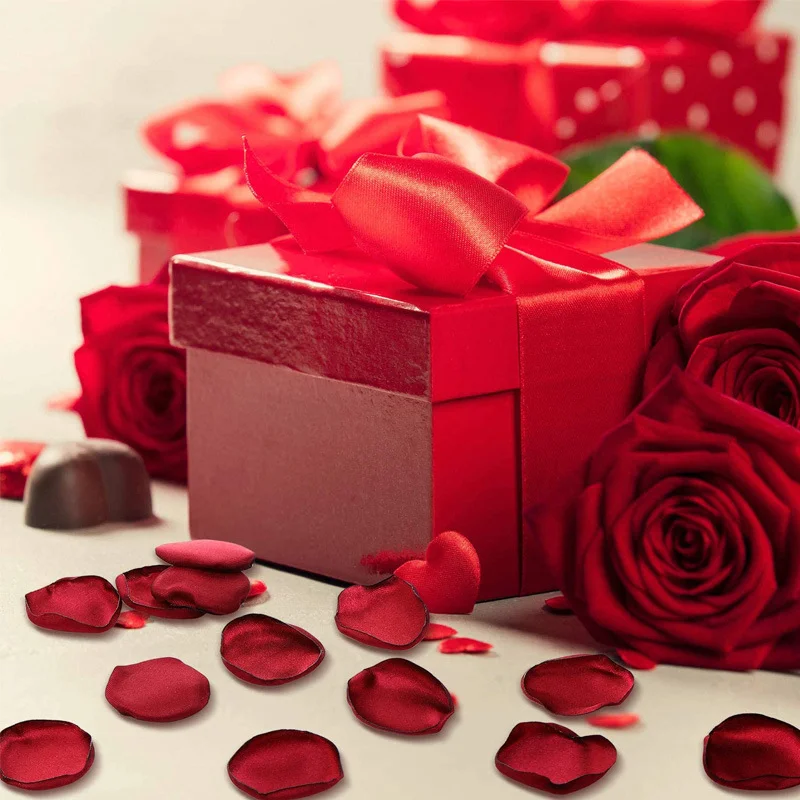 200 pçs/saco borgonha cetim de seda rosa pétalas artificiais flores vanlentine dia pétala decoração casamento homme acessórios de casamento