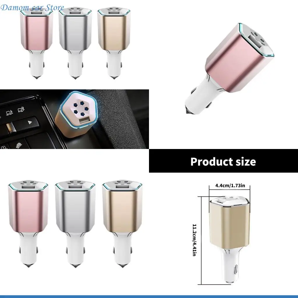 

A2UC Multifunction Efficient Car Air Purifier Ionizer USB Charging And Safety Window Breaker Features Suitable For Clean Air