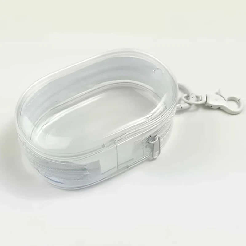 5 Pcs Clear Storage Box with Keychains Headphone Storage Bag Small Stroller Bag Change Purse Makeup Bag for Woman HXBA