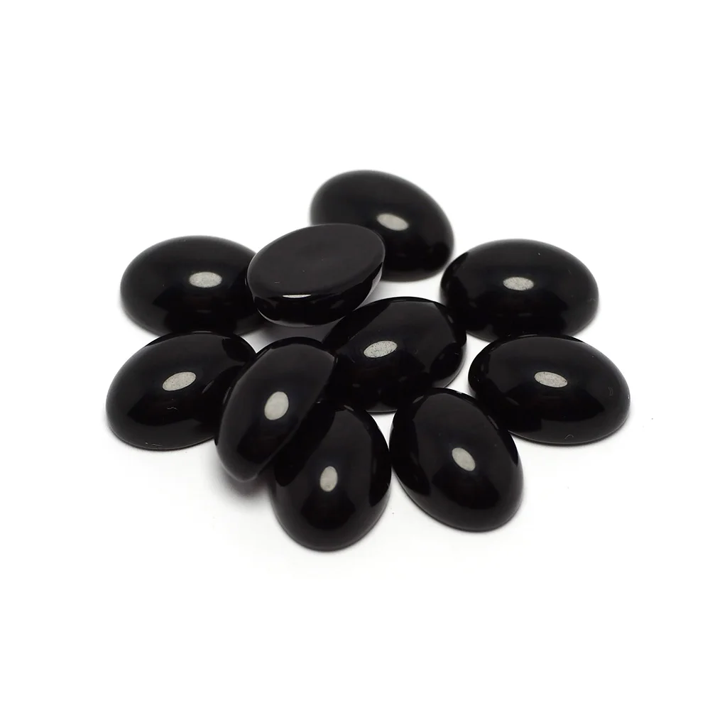 

10pcs Black Agate Cabochon Stone, Oval Gemstone,10x14mm Polished Flat Back Stone,Accessorie For Jewelry Necklace Making Supplies