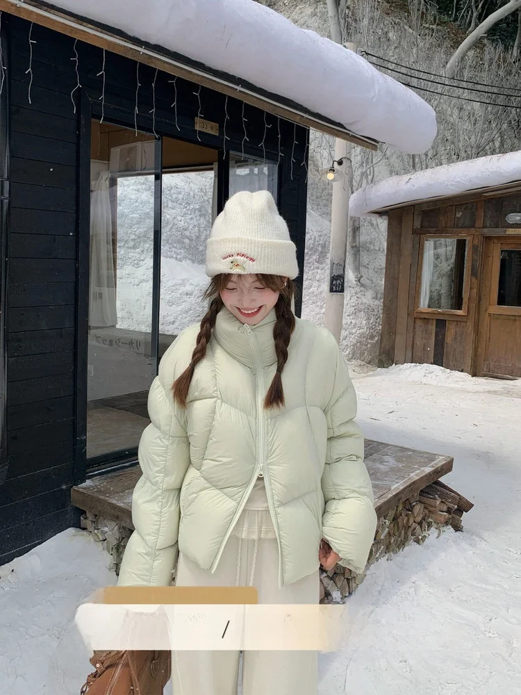 

Ultra-Thi Du down Puffer Coat Cloud Foam Design Autumn Winter Warmth Casual Loose Fit High Waist Long Sve Zipper Closure