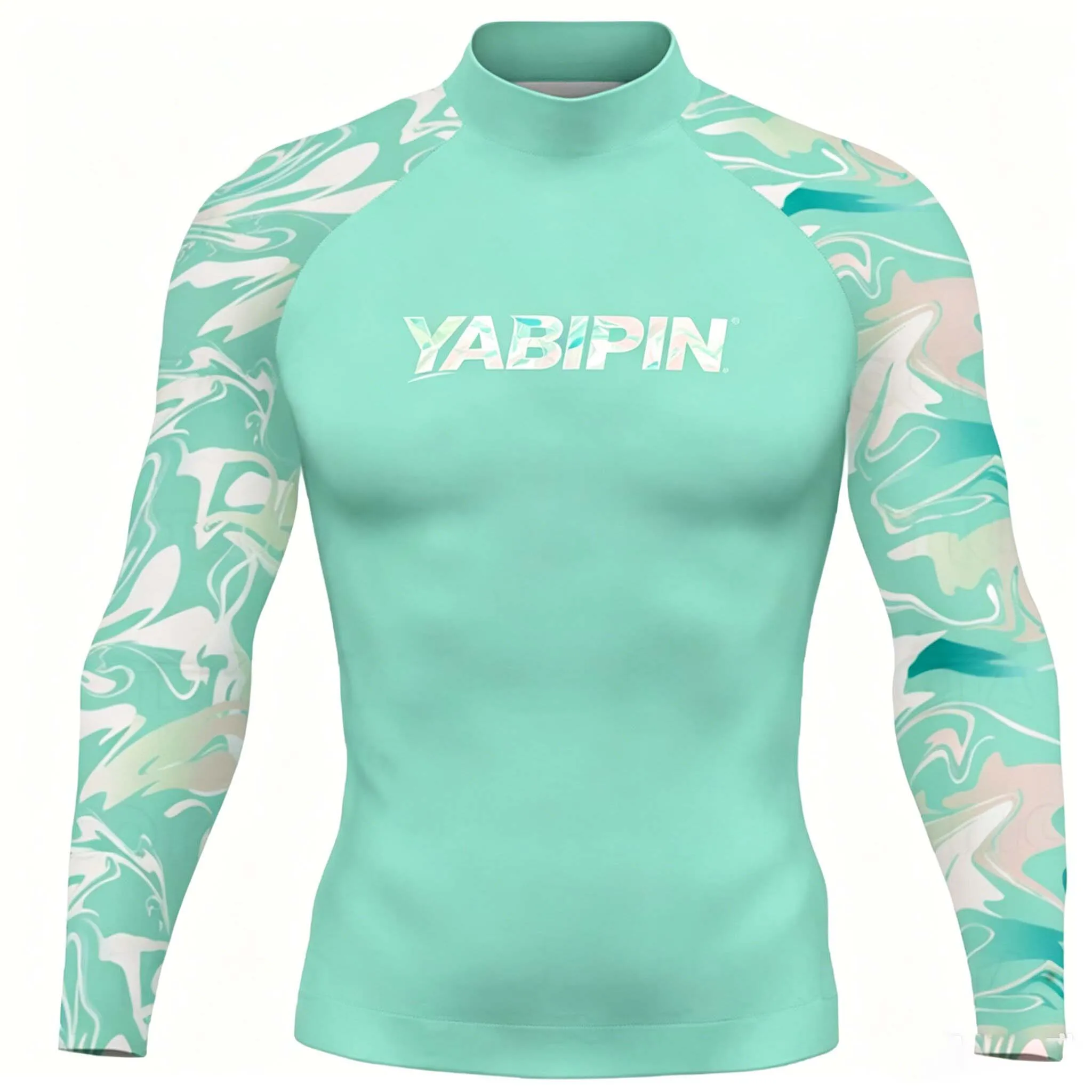 Men's UV Protection Surf Shirt Stand Collar Quick Dry Rash Guard for Swimming