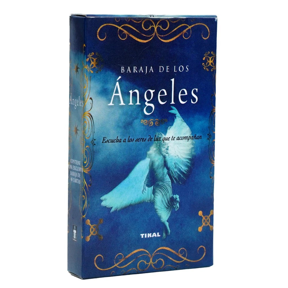 بطاقات التارو الإسبانية Angel Oracle Deck مجموعة البطاقات الروحية الإسبانية الإلهية مع توجيه الورق رسائل ملائكية ملهمة