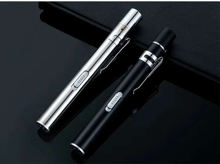 Portable Dual Light Source LED Stainless Steel Nursing Penlight Flashlight for Students Doctors