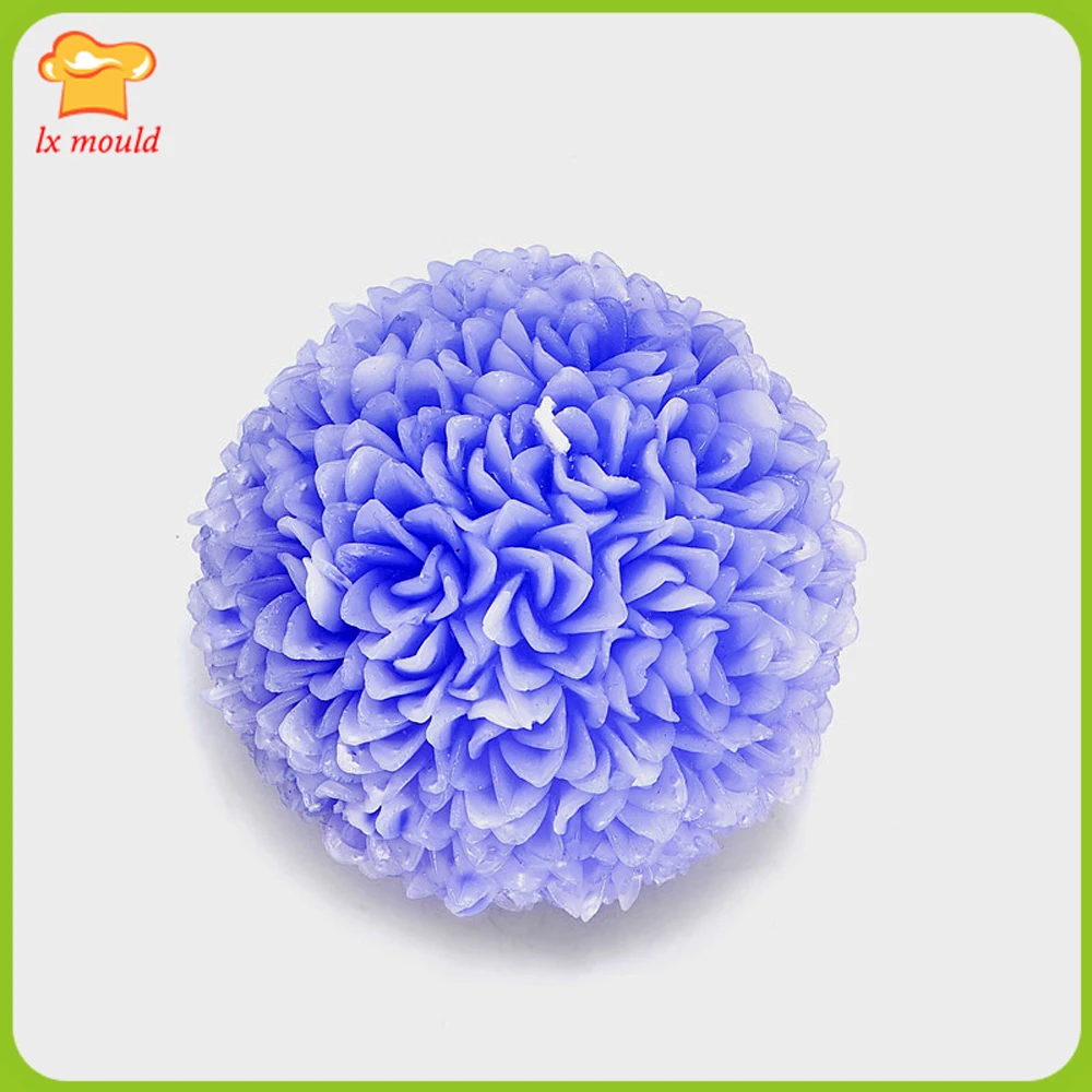 New Carved Flower Round Candle Silicone Molds Flower Ball Soap Aromatherapy Moulds Tools