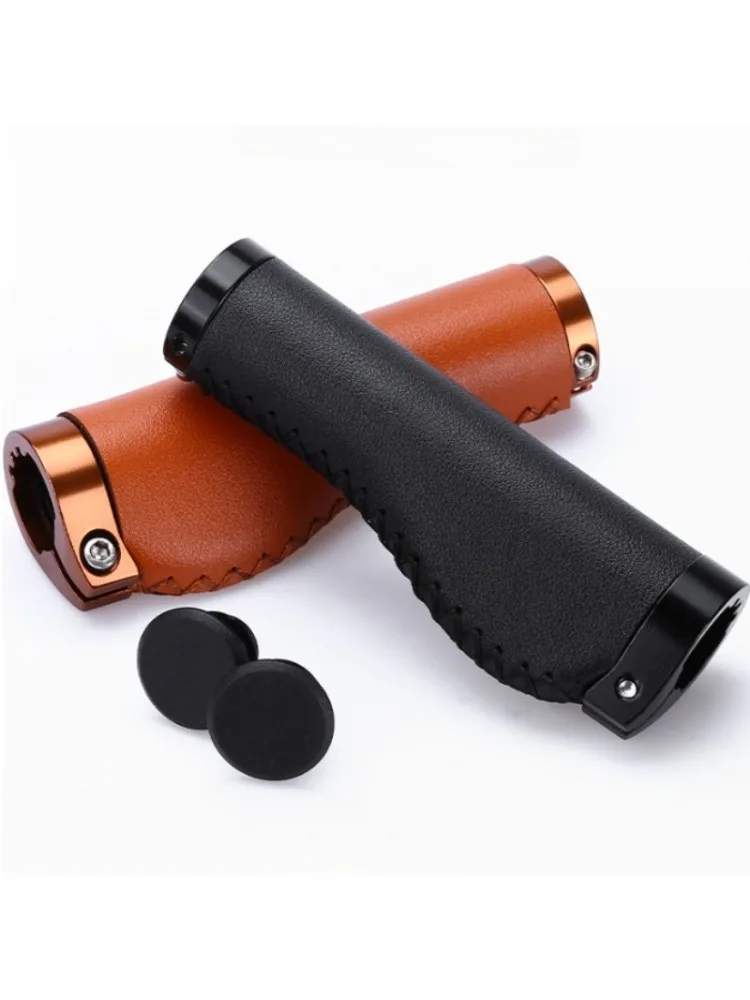 AliExpress Fiber Leather Bicycle Handlebar Grips City Bike Scooter MTB Cover Handle Bar End Non-slip Aluminum Lock