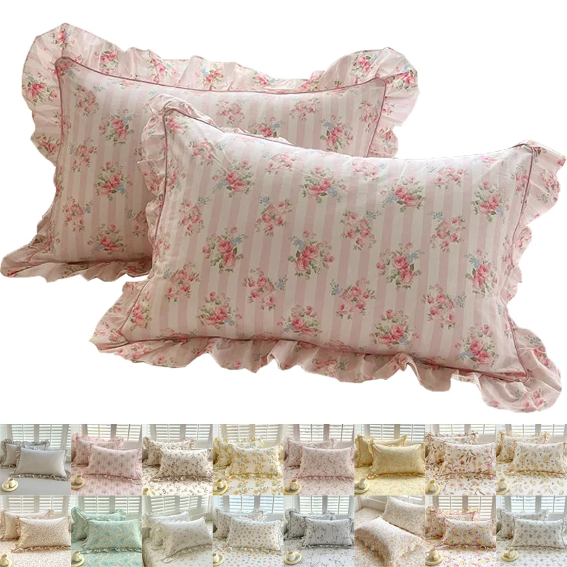 

100% Cotton Princess Pillowcases with Ruffles 48x74cm Pillow Cover Comfortable Pillow Case for Adults Home Decor 베개커버 2PCS/set