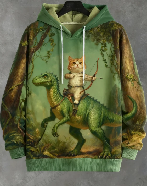 

2026 мужские толстовки с забавным котом, динозавром, НЛО, толстовка с 3D принтом мультфильма для мужчин и женщин, спортивный костюм большого размера, повседневное уличное пальто Y2k