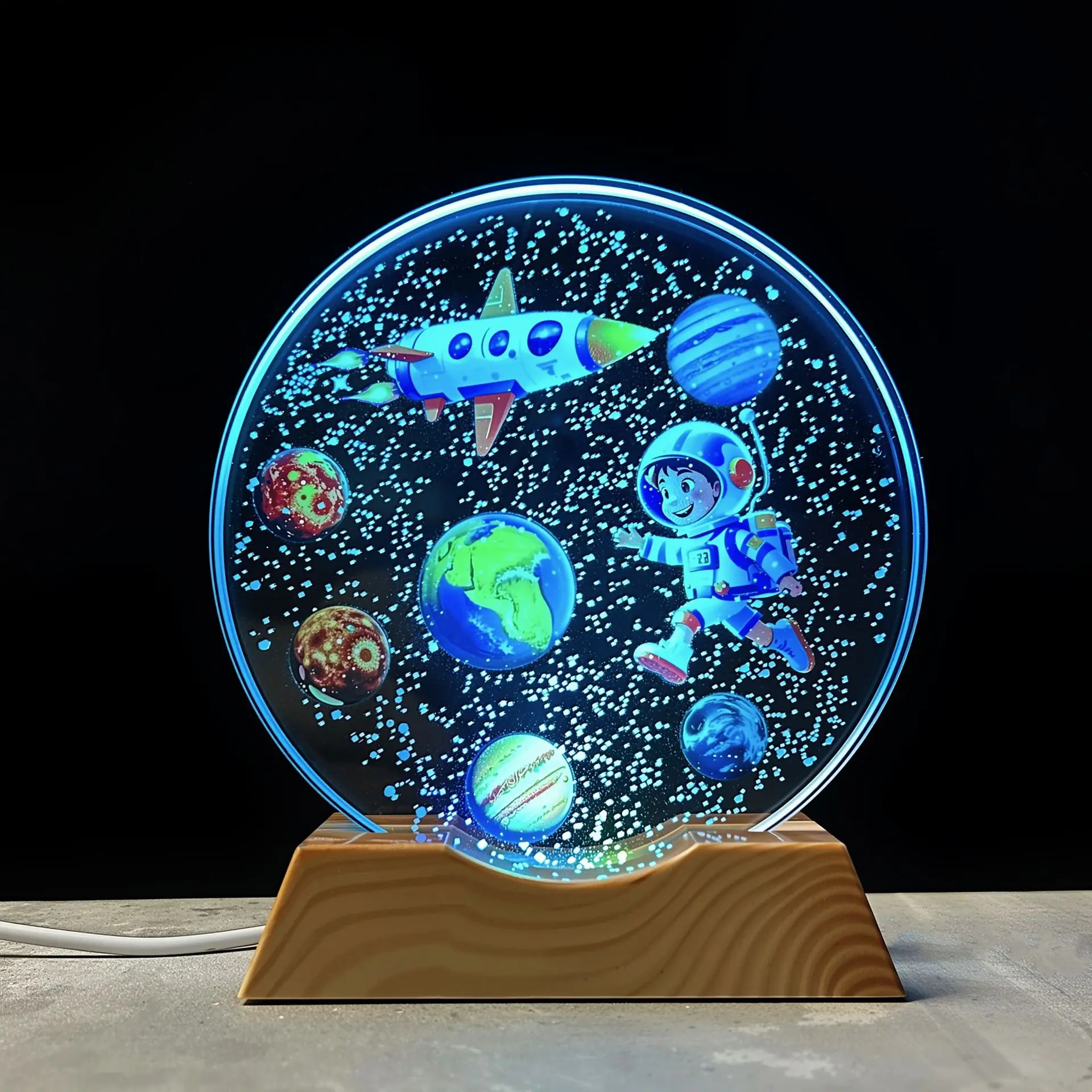 Astronaut Theme Organism Resin Table Light Creactive Art Decoration Lamp Planet Universe Light USB Charge
