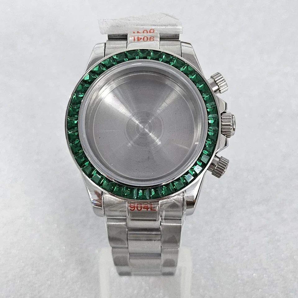 حافظة ساعة من الفولاذ المقاوم للصدأ 39 ملم + حزام مناسب لملحقات ساعة VK63 المعدلة لحركة الكوارتز VK63