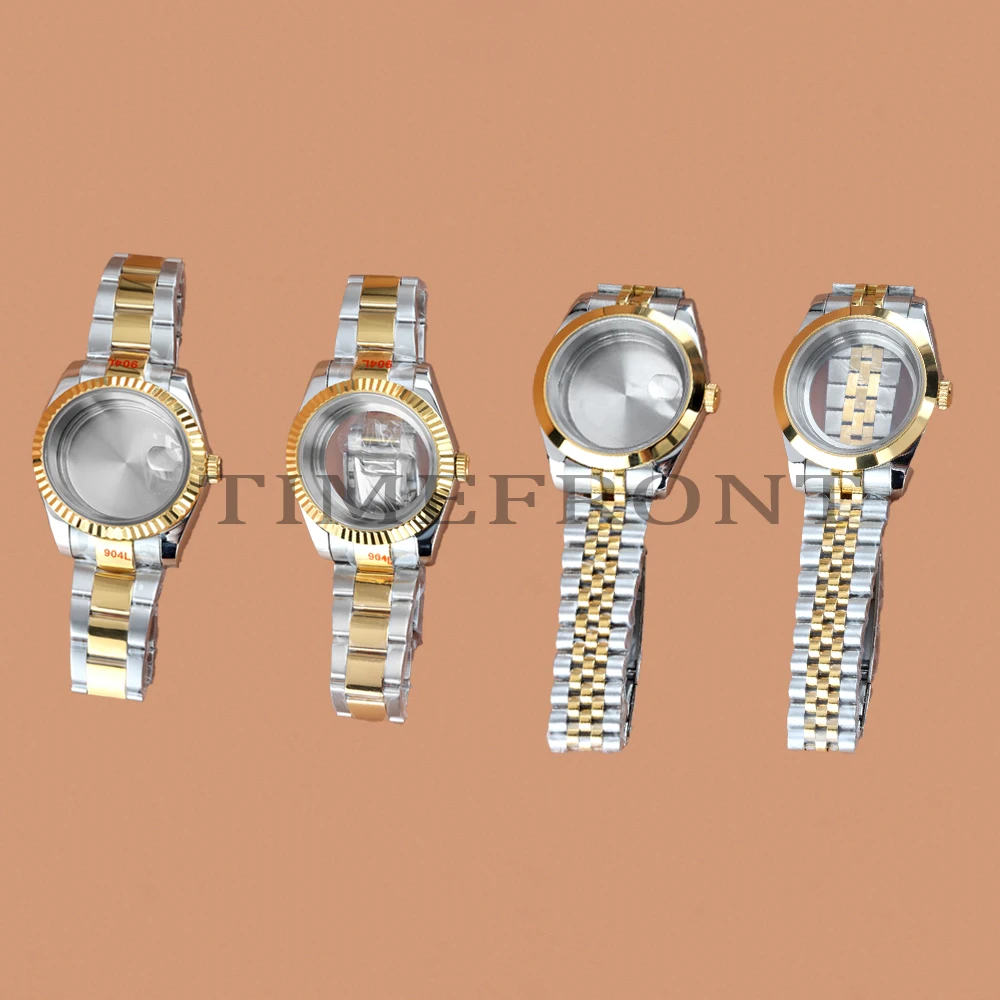 

Gold silver Case 36mm/39mm NH35 Watch Case Stainless Steel Bracelet Waterproof Fit Datejust NH35 NH36 Movement 28.5mm Dial Part