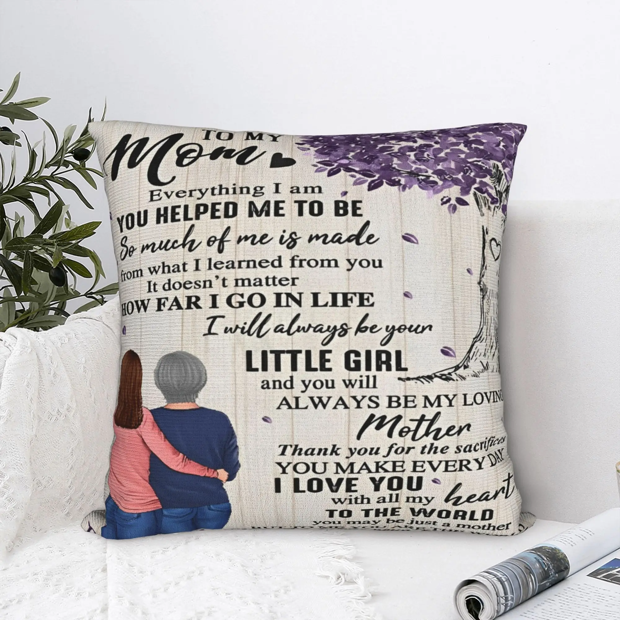Mother's Day  Square Pillowcases Polyester Sofa Letter From Daughter Cushion Case Creative Decorative Pillowcase 40*40