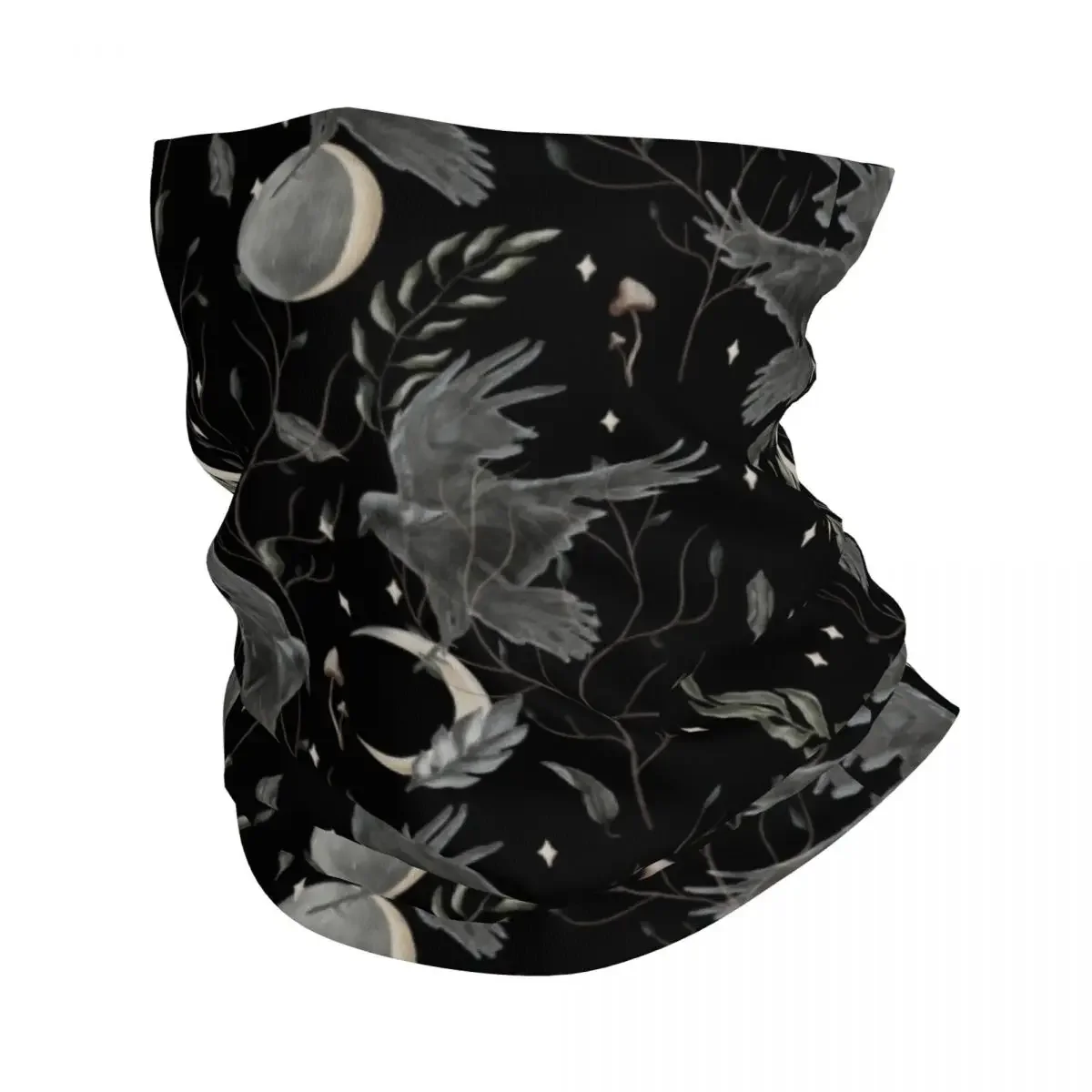 Crow Moon Winter Headband Neck Warmer Men Women Hiking Cycling Tube Scarf Halloween Spooky Witch Face Bandana Gaiter