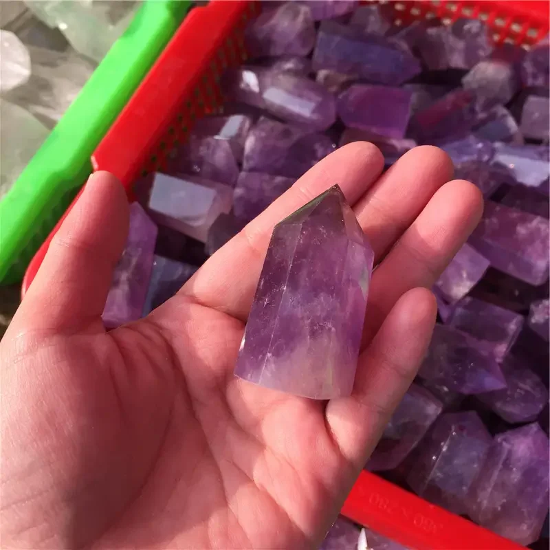 2.2LB Wholesale obelisk healing crystal Points natural amethyst quartz crystal point