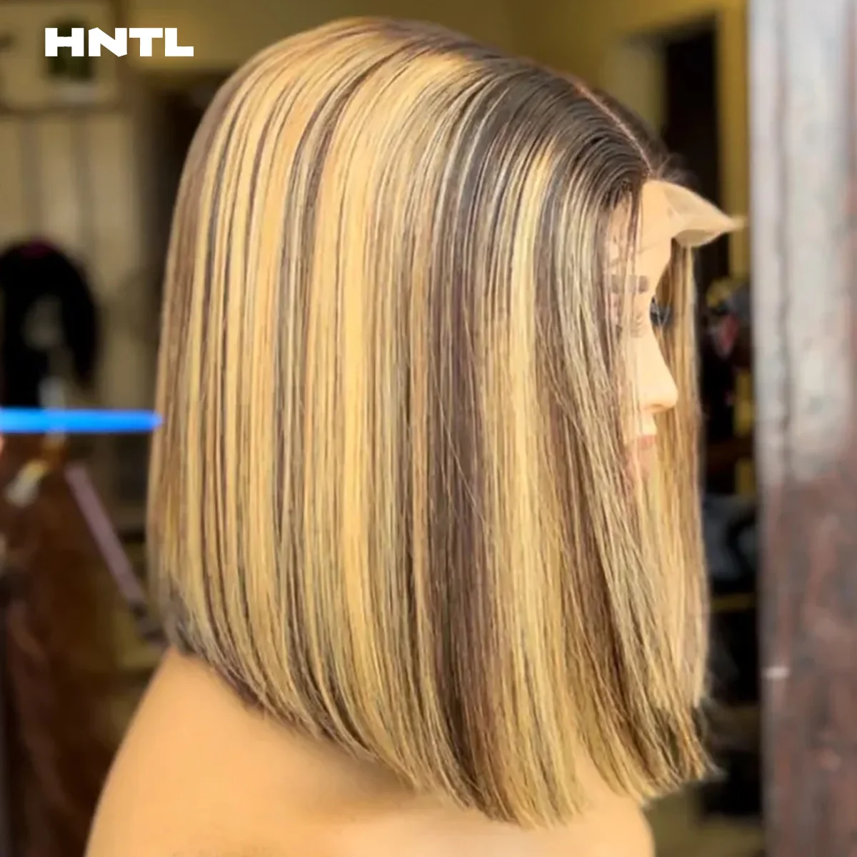 Super Double Drawn Vietnamese Bone Straight 4by4 Closure Wig Human Hair P4/27 Piano Color 13x4 Lace Front Bob Wig Glueless Wigs