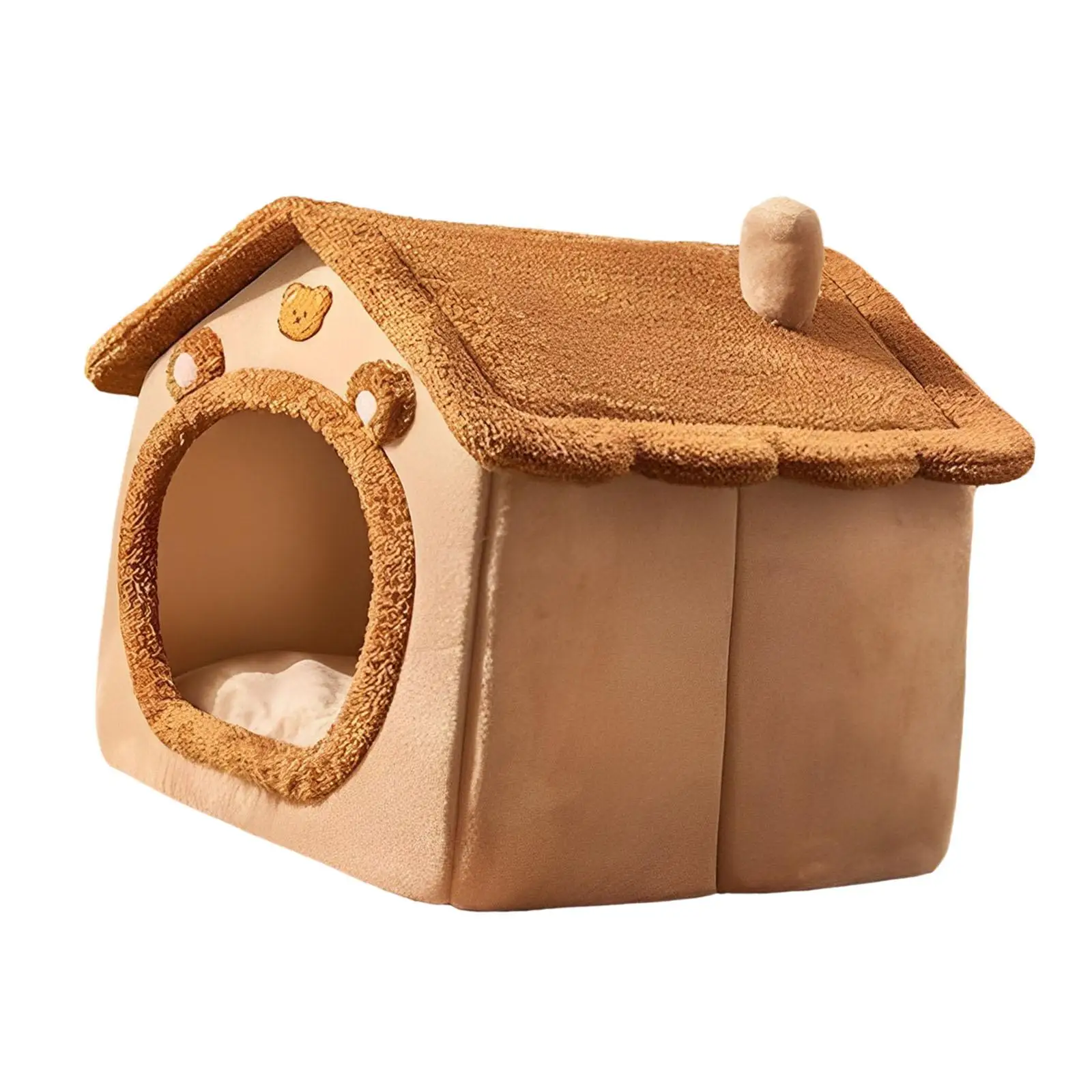 

Полузакрытая палатка-лежанка для кошек и маленьких собак с молнией, мягкий домик-гнездо с мультяшным дизайном