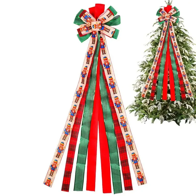 جديد-قوس شجرة عيد الميلاد قوس إكليل عيد الميلاد 49.6X11.8 بوصة خيش كبير مع قوس هدية بحافة بوليستر أحمر