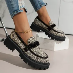 Spring Autumn New Fashion Embroider Loafers Ladies Platform Flats Dress Elegant Shoes Women Walking Comfort Retro Single Shoes