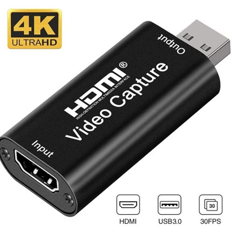 Tarjetas de captura de vídeo Adaptador de captura de audio HDMI a USB 3.0 Definición 4K Record