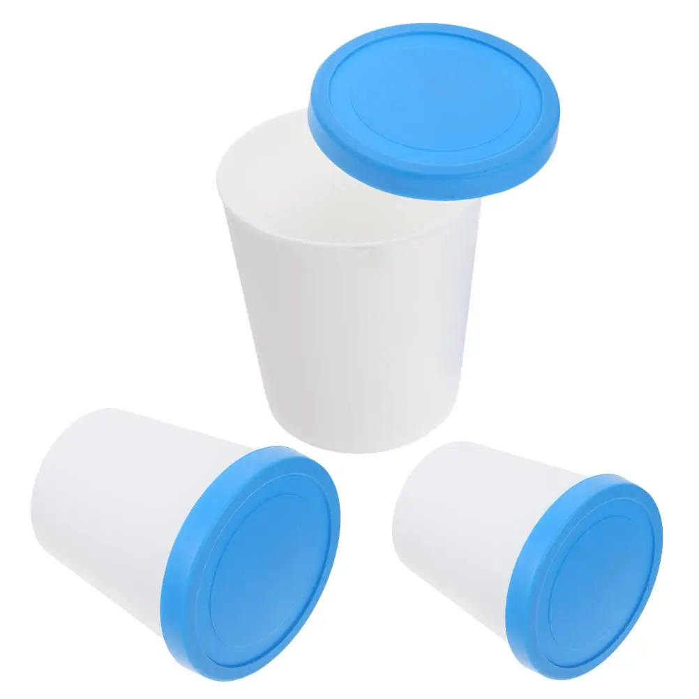 

3pcs Ice Cream Bucket Storage Reusable Mold Containers Stackable Plastic Homemade Freezer Box Easy Lid Removal