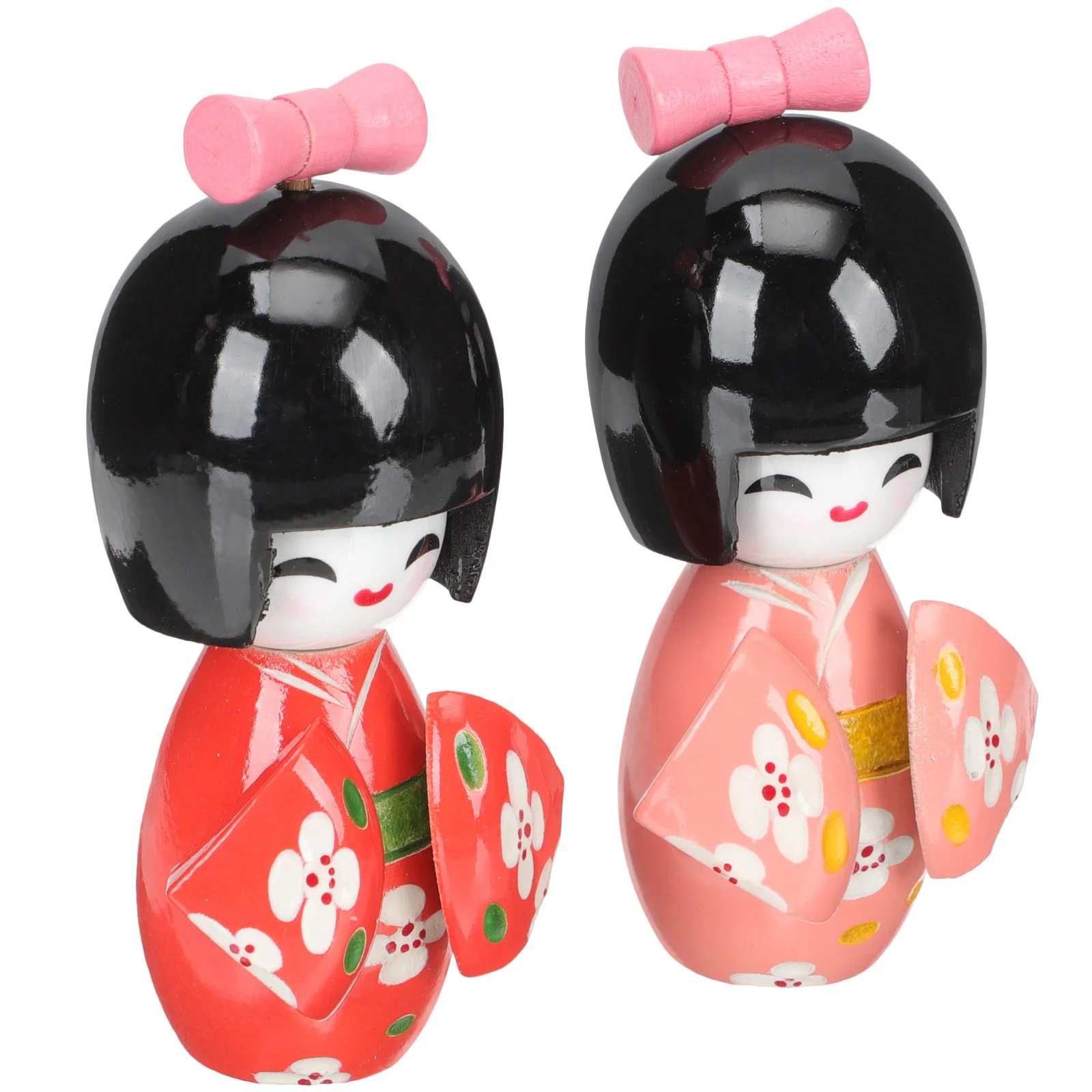 2 Pcs Kimono Toys for Girls Desktop Ornament Sculptures and Figurines Japanese Kimonos Wood Dolls Wooden Style