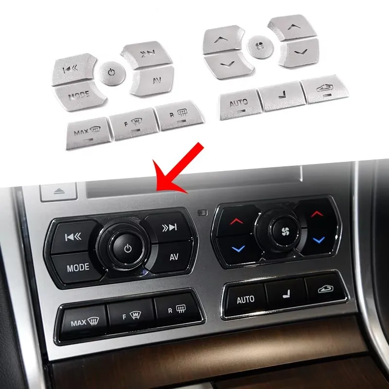 

14PC Decorative Stickers For Jaguar XF Air Conditioning Buttons -2012-2015 Console Silver Decoration Useful Car Accessories