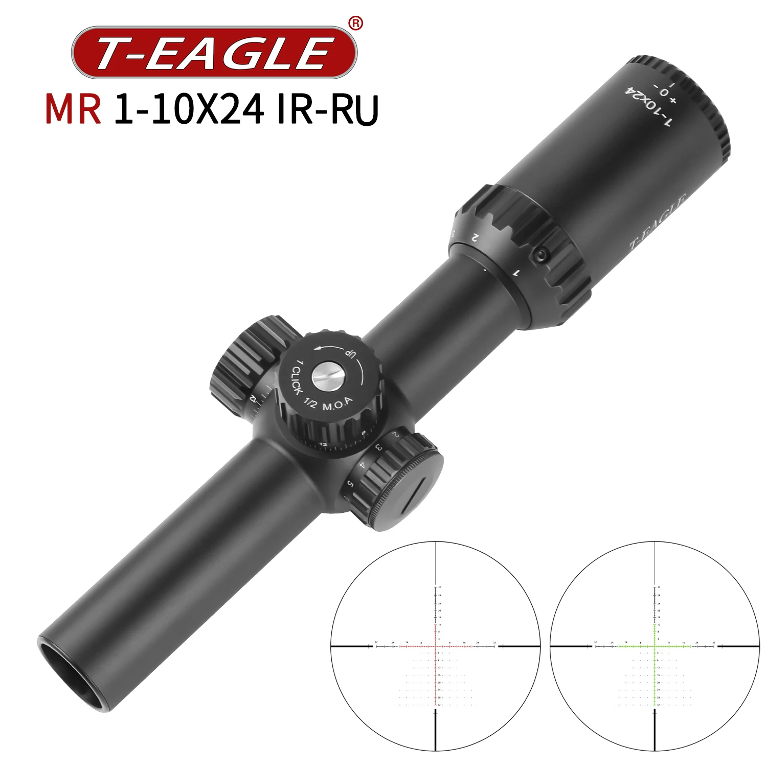 T-EAGLE Tactical Riflescope Spotting Scope for Rifle Hunting Optical Collimator Gun Sight Red Green Light MR 1-10 X24 IR