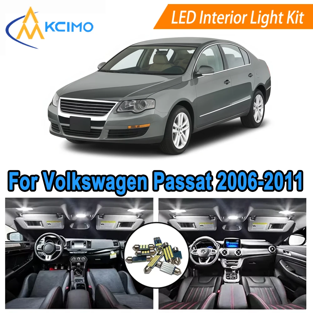 

LED Interior Lights For Volkswagen Passat B6 Sedan 2006-2011 Dome Map Door Lights Bright 6000K White/Blue Plug and Play