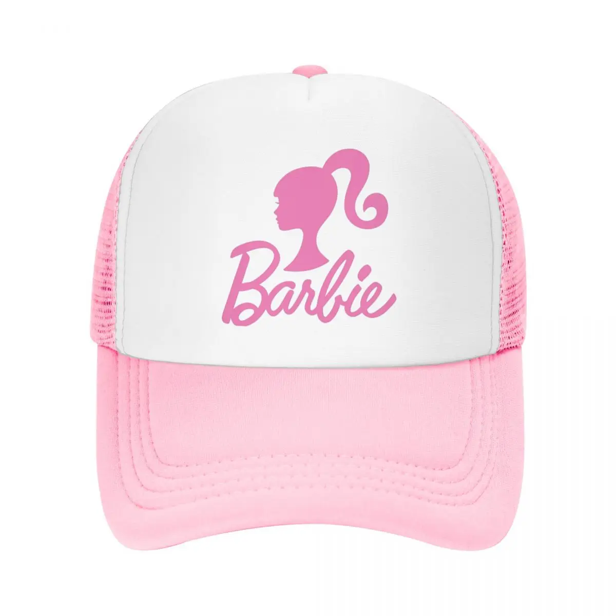 Barbie Pink Logo Mesh Baseball Cap Men Women Outdoor Sun Caps Barbi Hat Adjustable Polyester Sun Hats Summer Trucker Caps