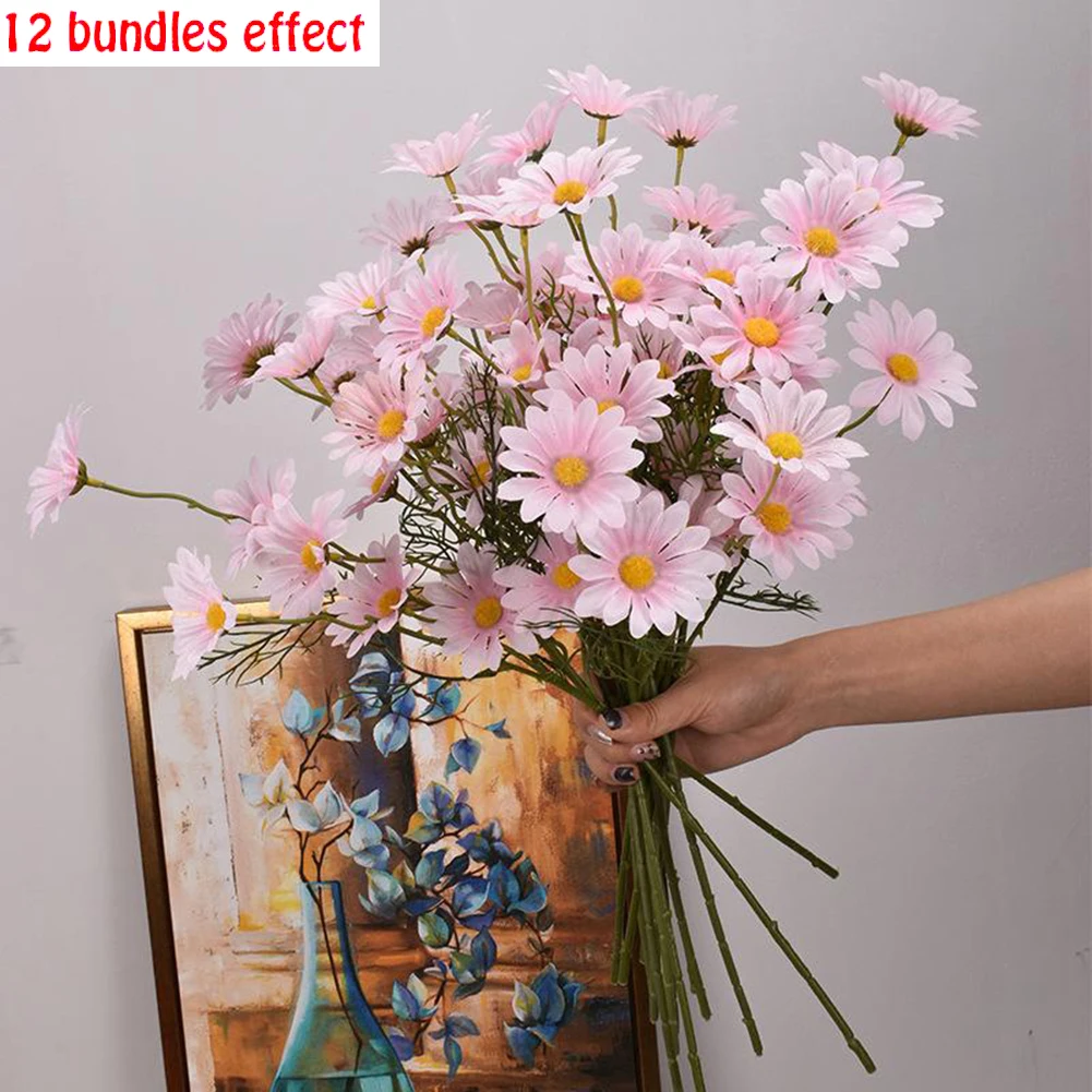 5 Heads  Artificial Flowers Daisy Silk Flowers Decoration Party Wedding Decoration Home Party Daisy Floral Arrangement Decors