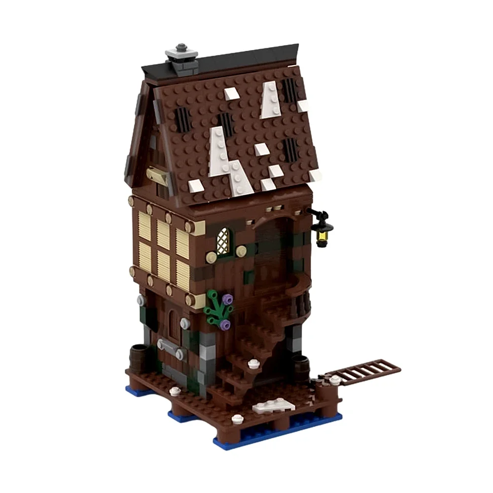 MOC Medieval Architecture Lake Town House of Bards Model Building Blocks Esgaroth House Collect Bricks Toy for Children Gift