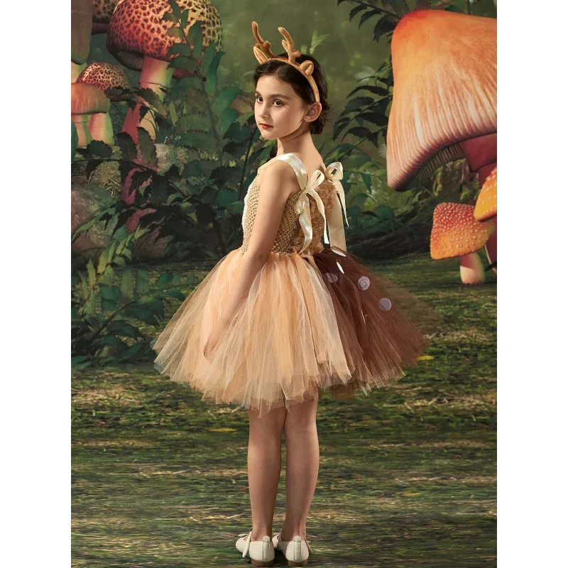 

A Litter Of Bears Cosplay Christmas European and American Elk Sika Deer Children Dress Cute Bambi Princess Pettiskirt 2025 New