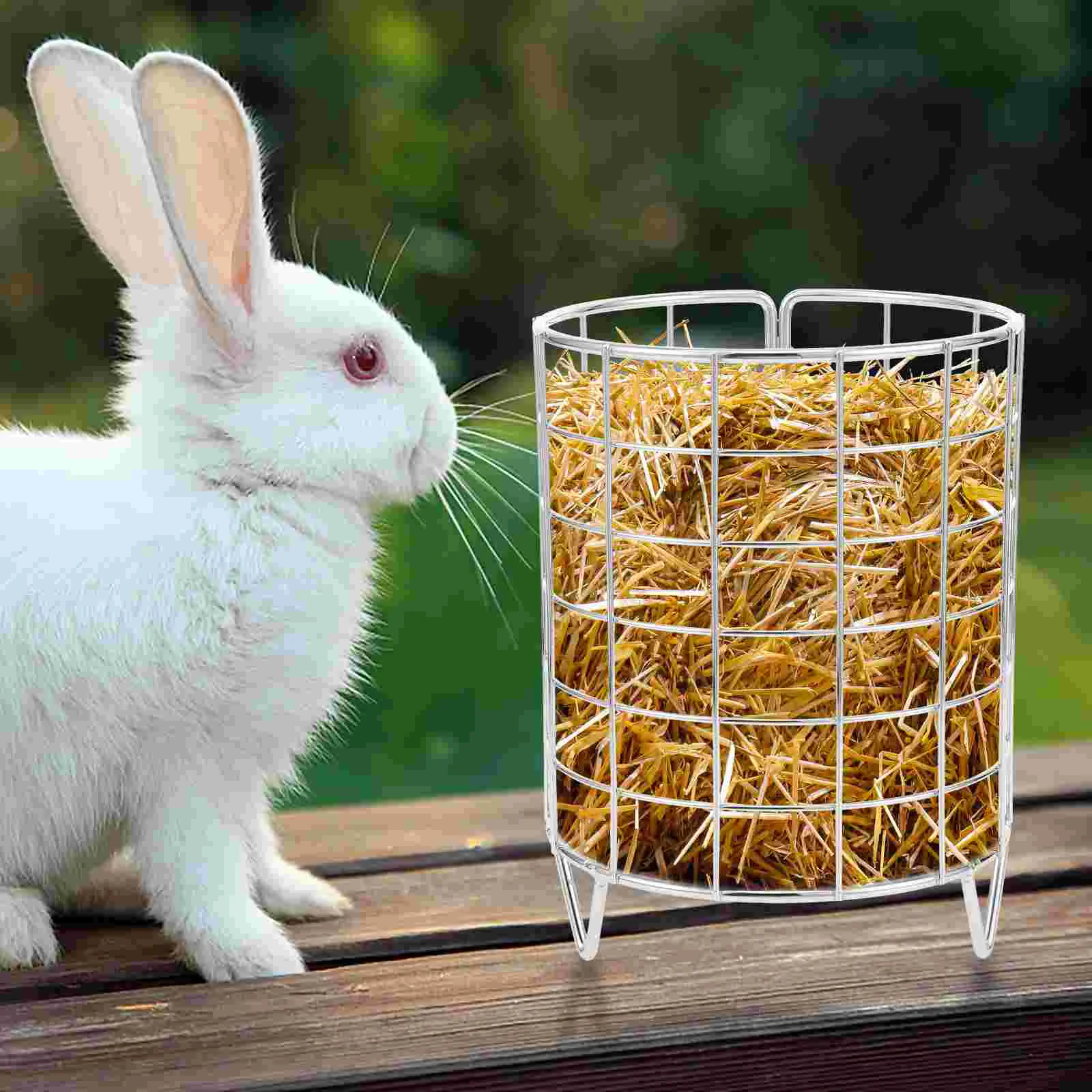 Metal Rabbit Hay Feeder Free Standing Bunny Hay Feeder Rack Small Animals Feeding Holder Guinea Pig Grass Dispenser Bunny