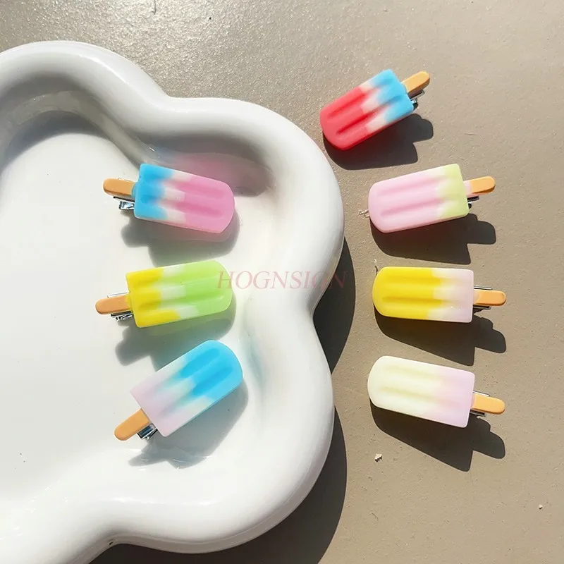 7pcs Ice Cream Hairpin Simulated Food Ice Cream Duck Mouth Clip Girl Side Clip Cartoon Hairpin