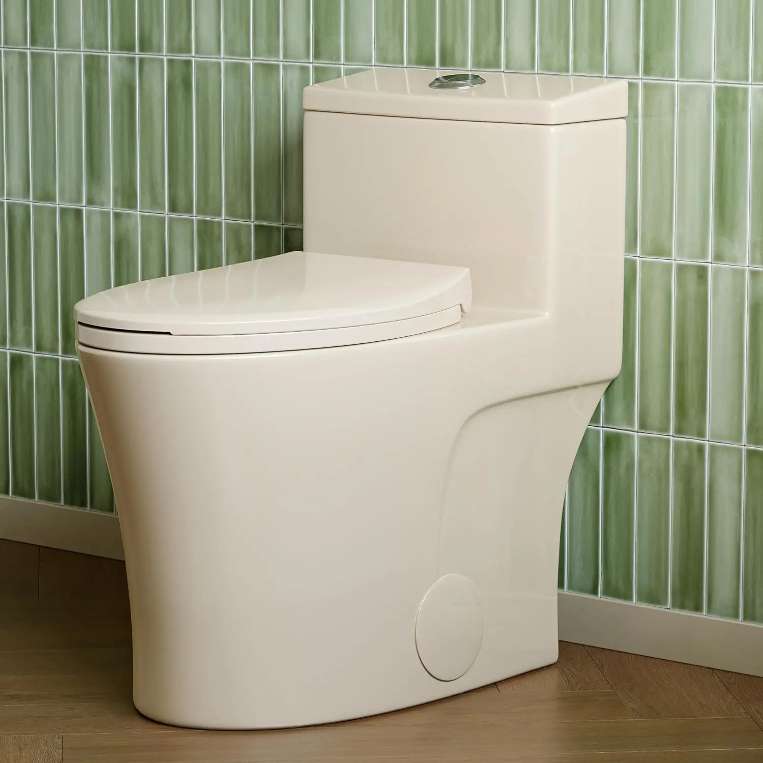 

Elongated One Piece Toilet Bisque ADA Toilet 17.3" with Comfortable Chair Height Seat Modern Toilet for Bathroom