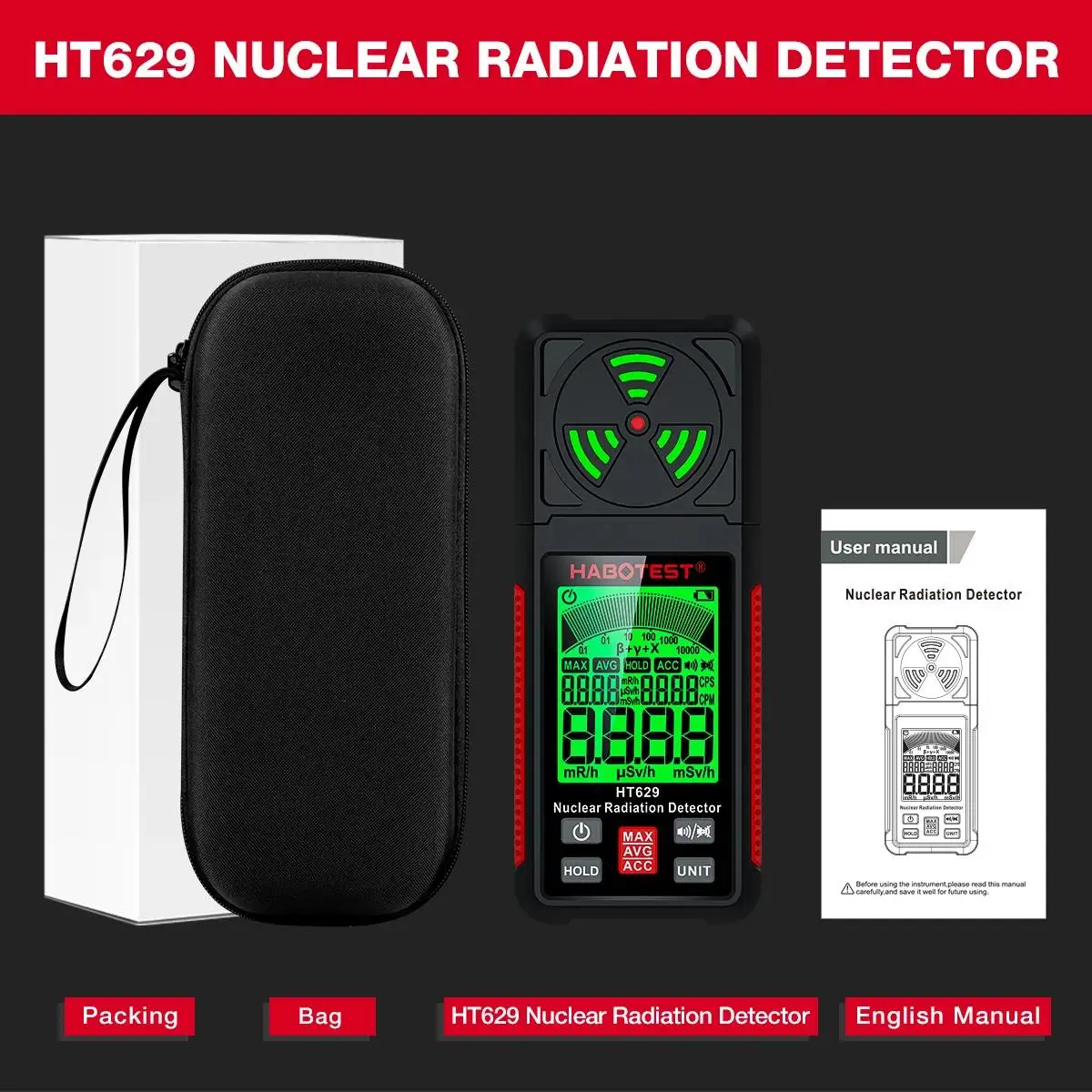 HABOTEST HT627 EMF Meter Professionelle Elektromagnetische Feld Strahlung Detektor Handheld Tragbare Radio Frequenz Warn Meter – Detail 13