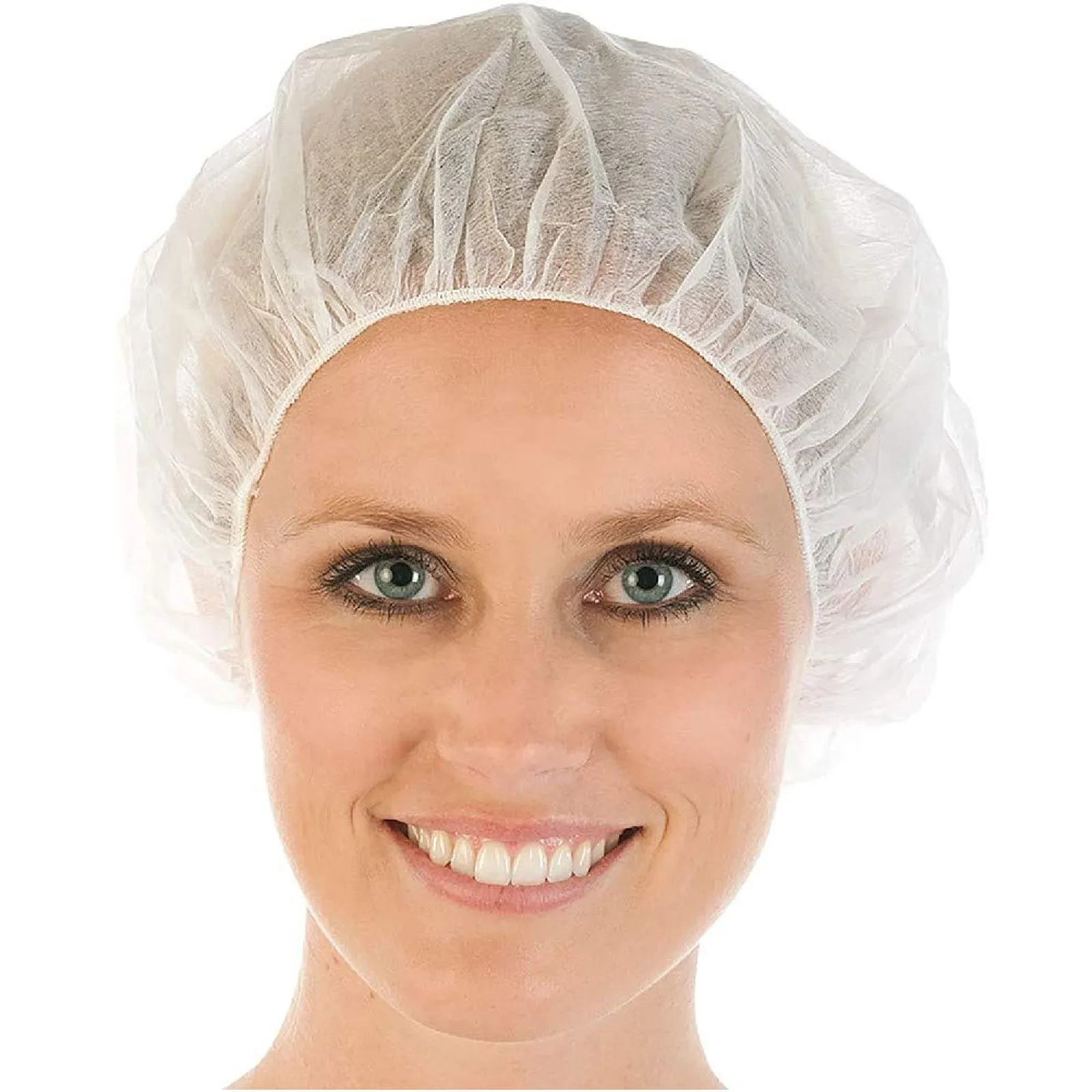 Elastic Disposable  Pleated Mesh Shape Bouffant Hairnets Cap 100 White Box Non Round Pcs Of Hat Woven Cap Shower Caps #20