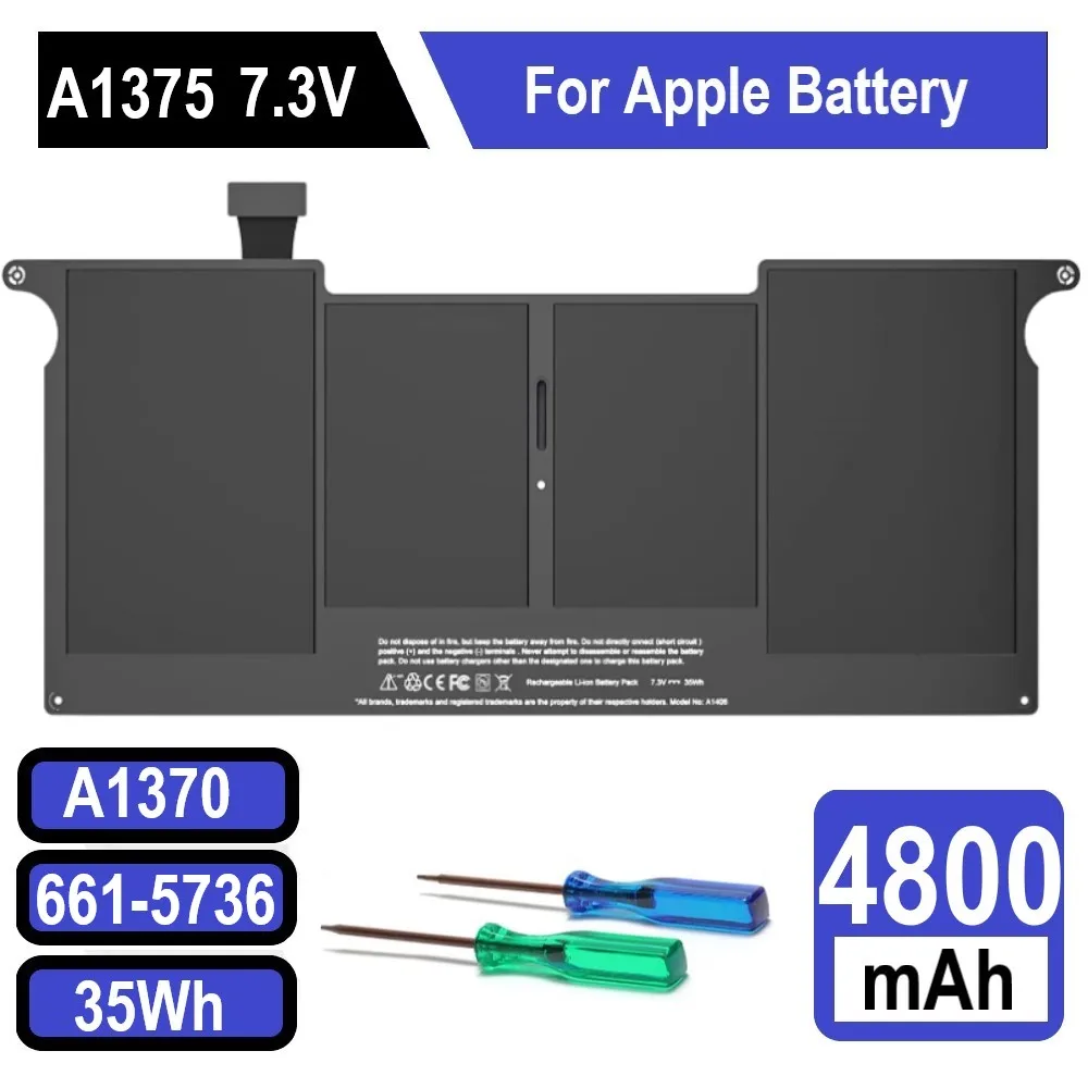 

A1375 Battery Compatible with Apple MacBook Air 11" inch A1370 (Late 2010 Version) MC505 LL/A, MC506 LL/A 661-5736 020-6920-B