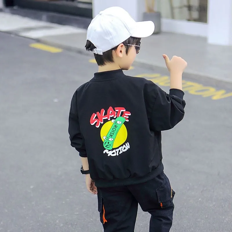 2025 New Reversible Kids Jacket for Boys Two Way Wear Spring Autumn Jacket Trendy Stylish Children's Outerwear