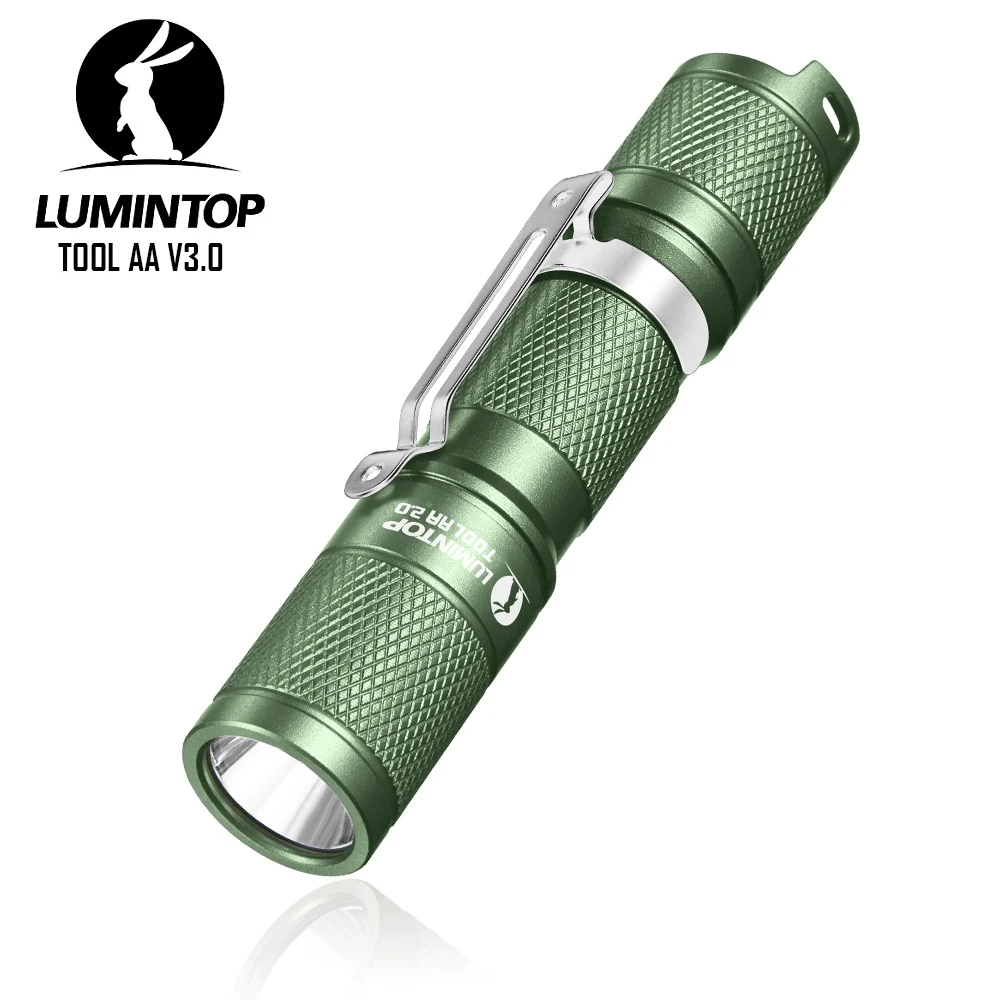 EDC Outdoor Camping Auto Defesa Lanterna, Iluminação LED de Alta Potência, Verde, 900 Lumens, Tocha Poderosa, AA 14500 Ferramenta de Luz, AA 3.0