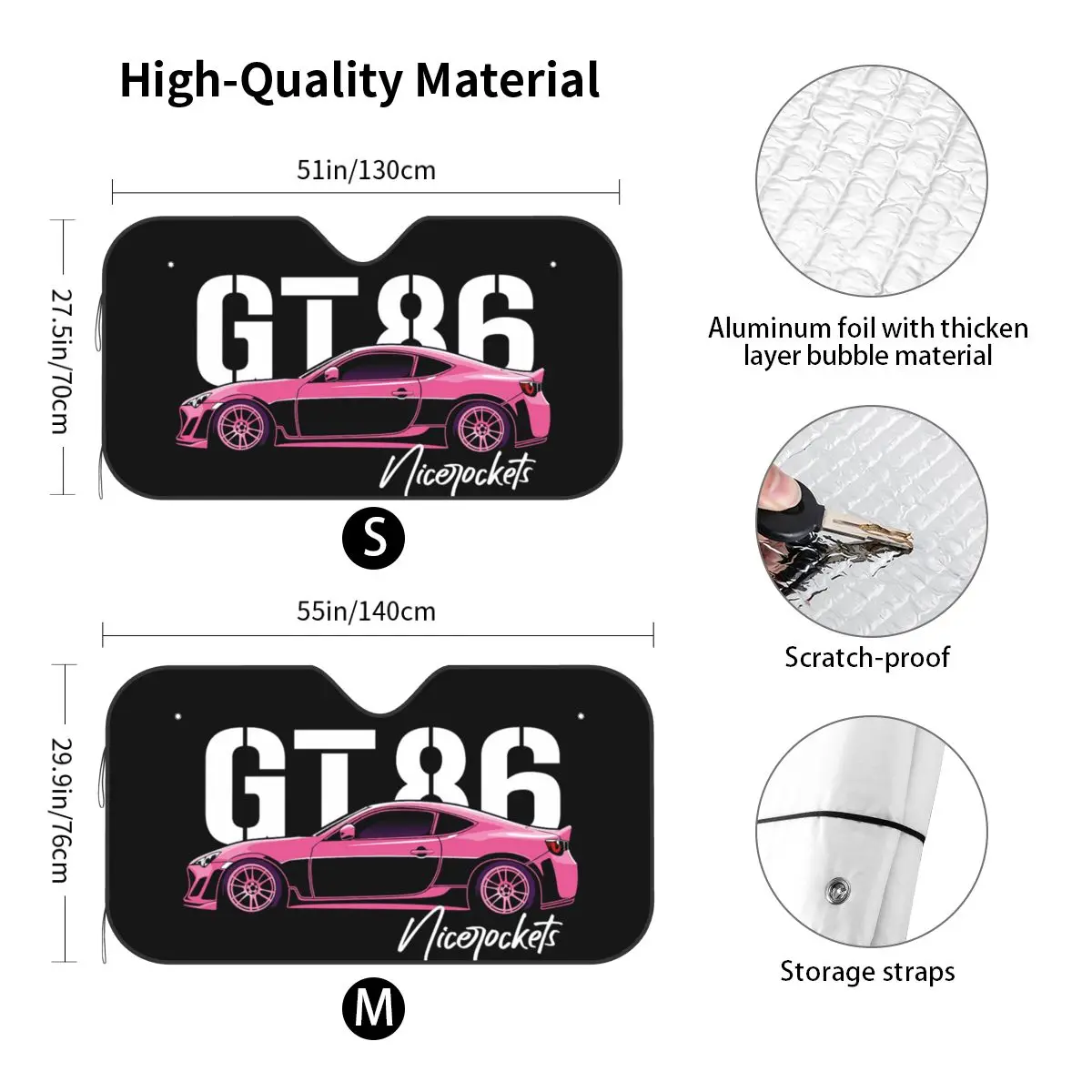 JDM GT 86 Sport Car Foldable Windshield Sunshade GT86 Aluminium Foil Car Sunshade Ice Shield Dust Protection