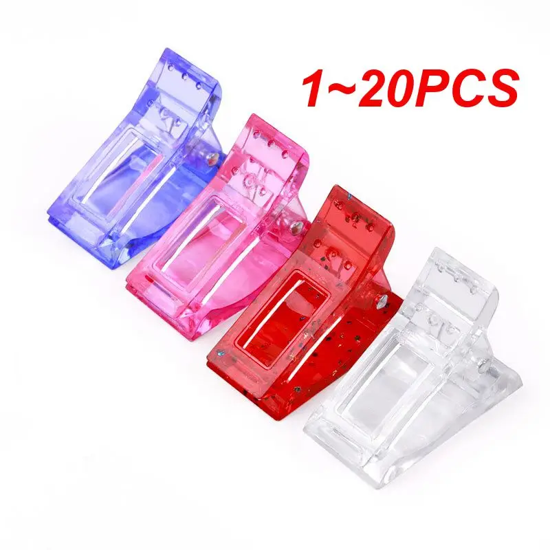 1~20PCS Transparent Nail Art Clips Gel Polish Fixed Extension Fingernail Building Tips Plastic Clamps Manicure Tools Nail Clip