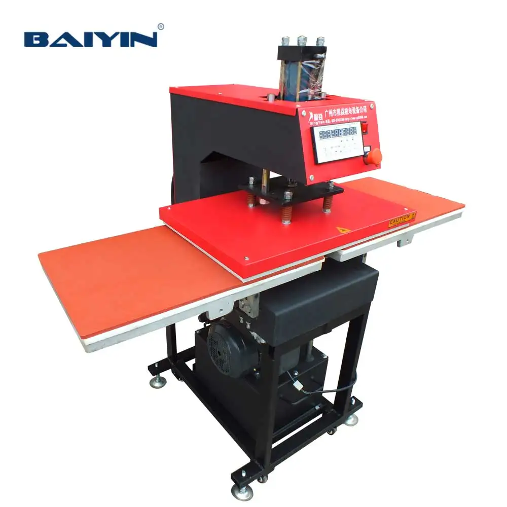 BAIYIN High Efficiency Dual Station 40x60 Pneumatic Heat Press Oil Semi-Automatic Sublimation Machine for Garment T-shirt