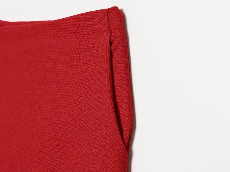 MUJER Rotes Gerades Hosen-Set 2-teilig Damen Sommer Niedrige Taille Damenhosen-Anzug Neckholder Crop Top Damen-Outfit Urlaubshose – Detail 14